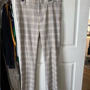 H&M Slim Fit Beige Checkered Men's Dress Pants